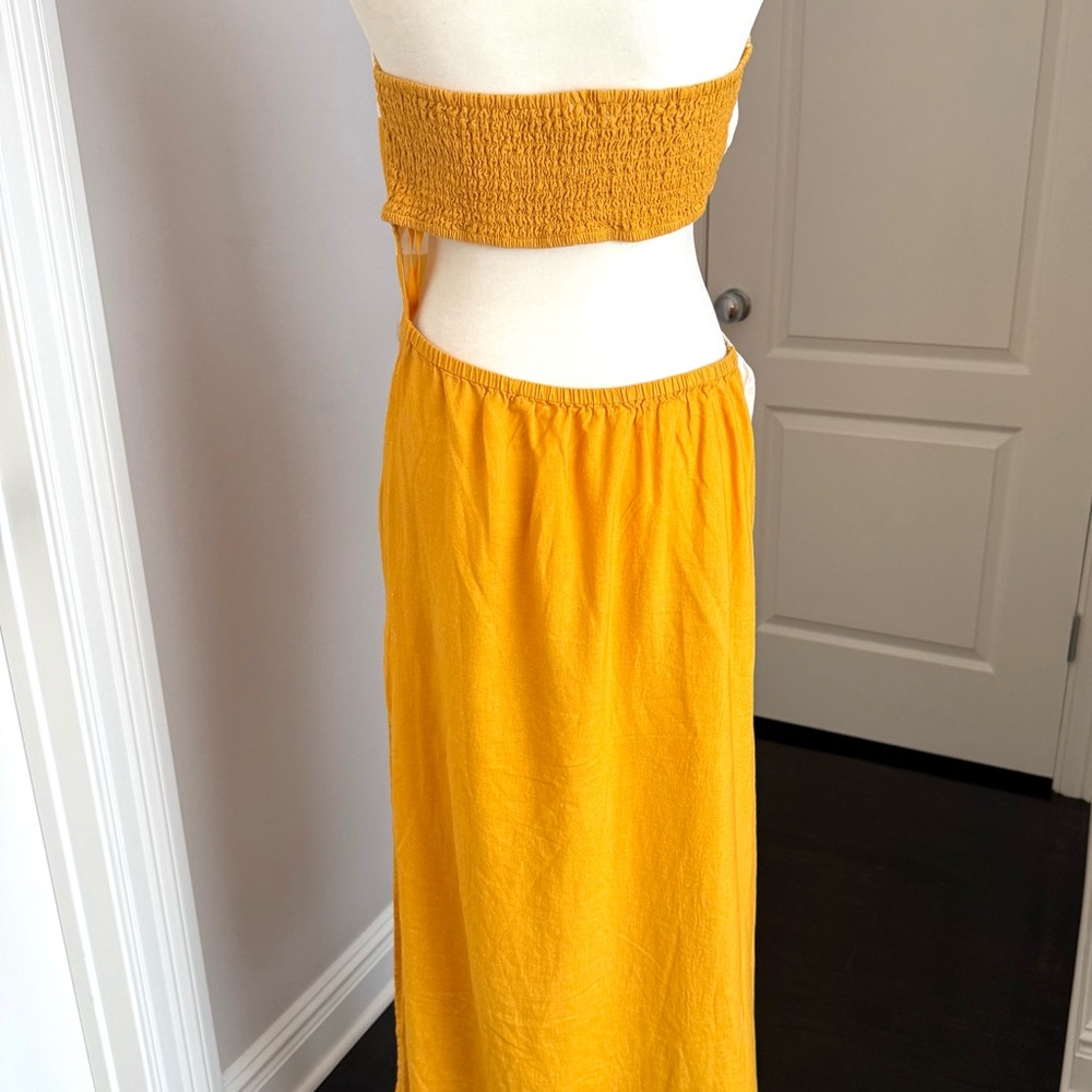 Anthropologie Strapless Orange and White Dress - Picture 4 of 6